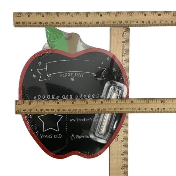 Apple Shaped First Day of School Chalkboard Blackboard Sign Chalk Customizable - Picture 6 of 9